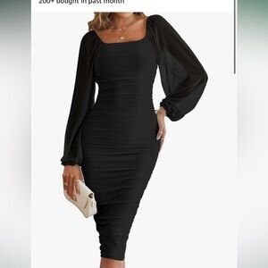 BNWT puff sleeve black dress
